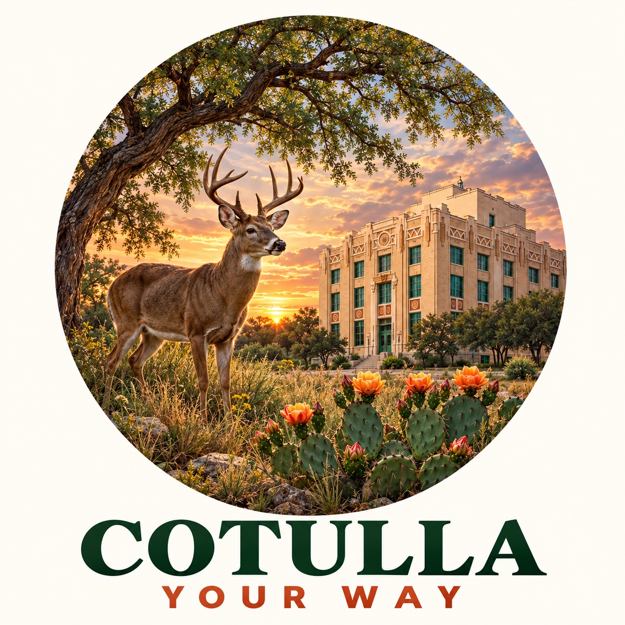 Cotulla Your Way: whitetail deer, mesquite, cactus, and courthouse